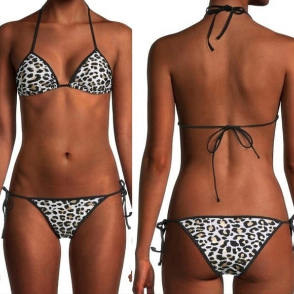 ZADIG & VOLTAIRE Leopard Print Bikini Top & Bottom Set sz 42 new in bag - Picture 2 of 5